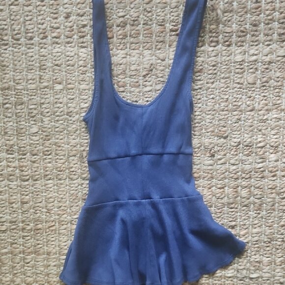 Express Blue Sleeveless Peplum Camisole with Tie Front - Picture 3 of 3